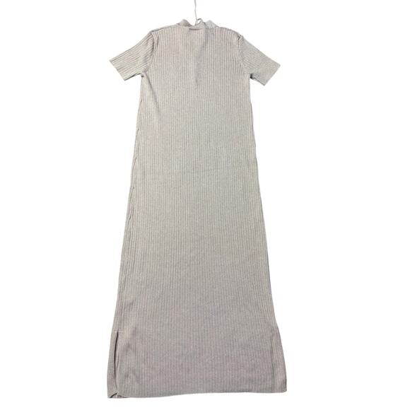 Anthropologie Saturday Sunday XS Metallic Ribbed Knit Lace Up Midi Dress Pink - Picture 9 of 9